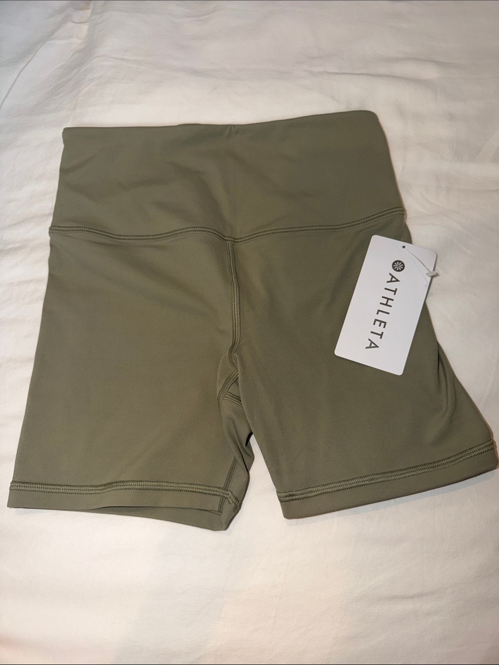 Athleta High-Waist Bike Shorts in Olive